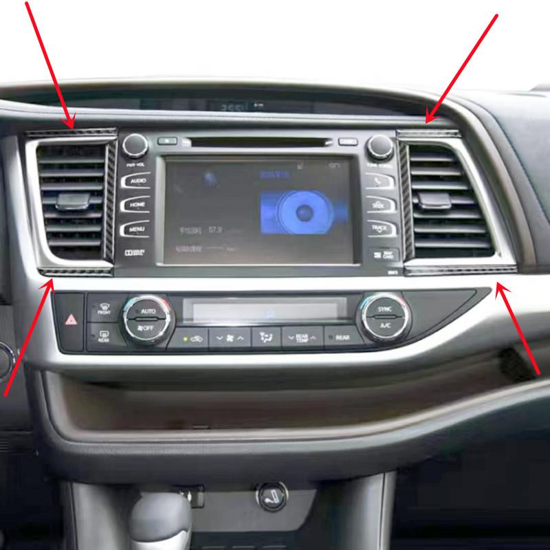 Carbon Fiber Stickers Car Center Console Panel Decorative Cover Trim Strips For For Toyota Highlander Car Interior