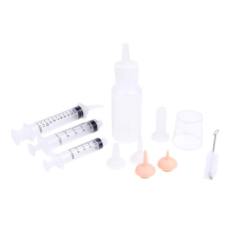 Newborn Pet Feeding Bottle Kit For Dog Cats Hamster Feeding Pacifier For Medicine Feeding With Silicone Nipple Pet Baby Supplies