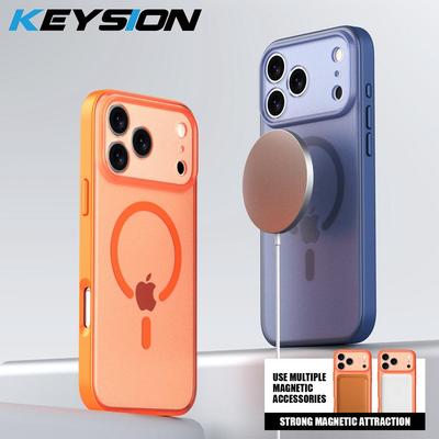 KEYSION Магнитный матовый прозрачный чехол для MagSafe для iPhone 17 Pro Max Силикон+ПК Противоударный Беспроводная зарядка Чехол для телефона