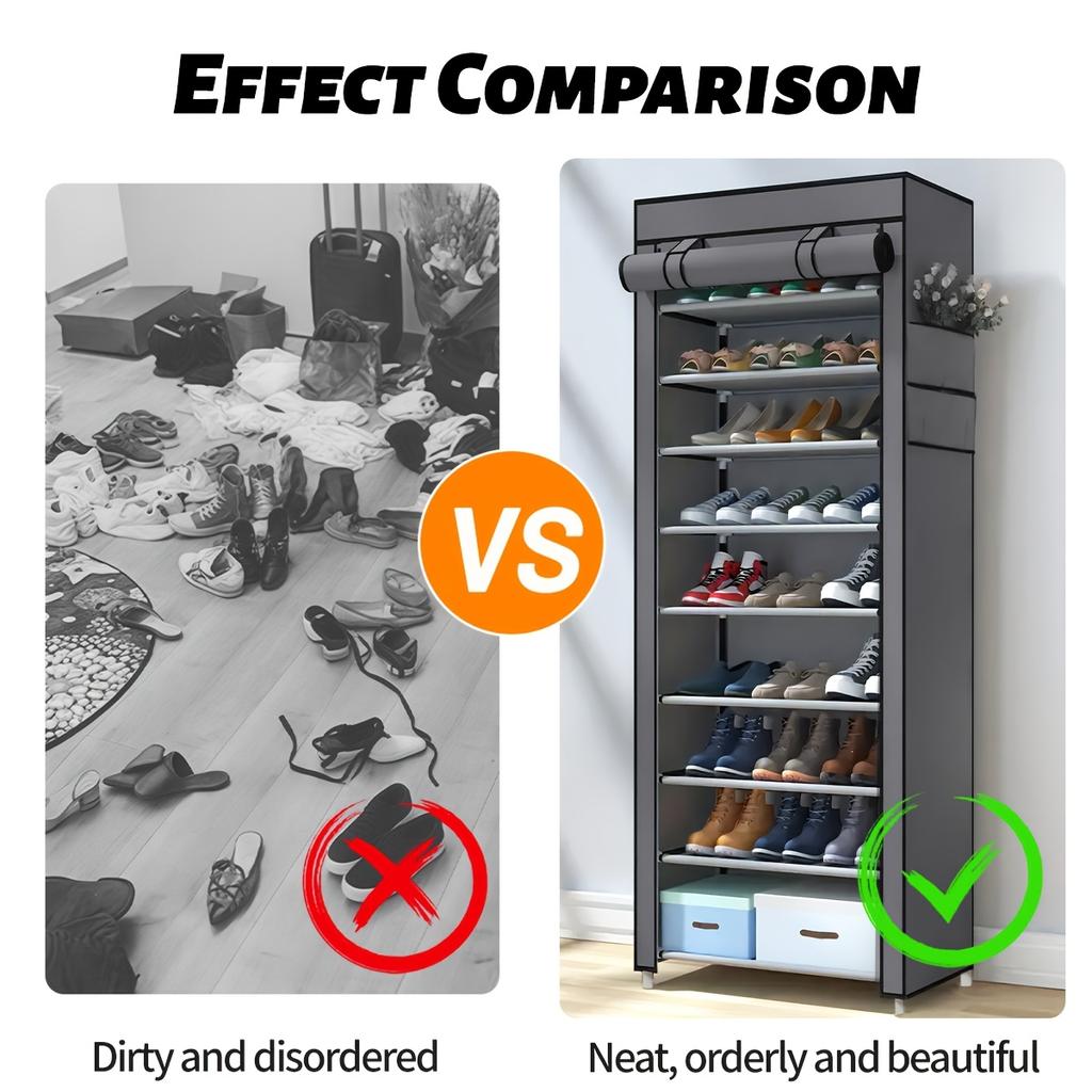6/8/10-Layer Multifunctional Shoe Organizer - Simple Shoe Rack, Household Dust-proof Storage Shoe Cabinet, Indoor Simple Shoe Cabinet