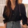 New ArriVals Open Run Women Minimal Collar Spring V Neck Blouse Gold