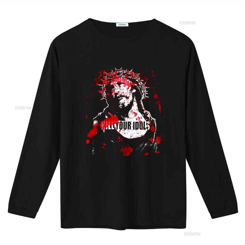 Vintage Kill Your Idols T Shirt Hardcore Punk Reprint with Jesus God Design Worldwide Terror Style vintage Washed fashion