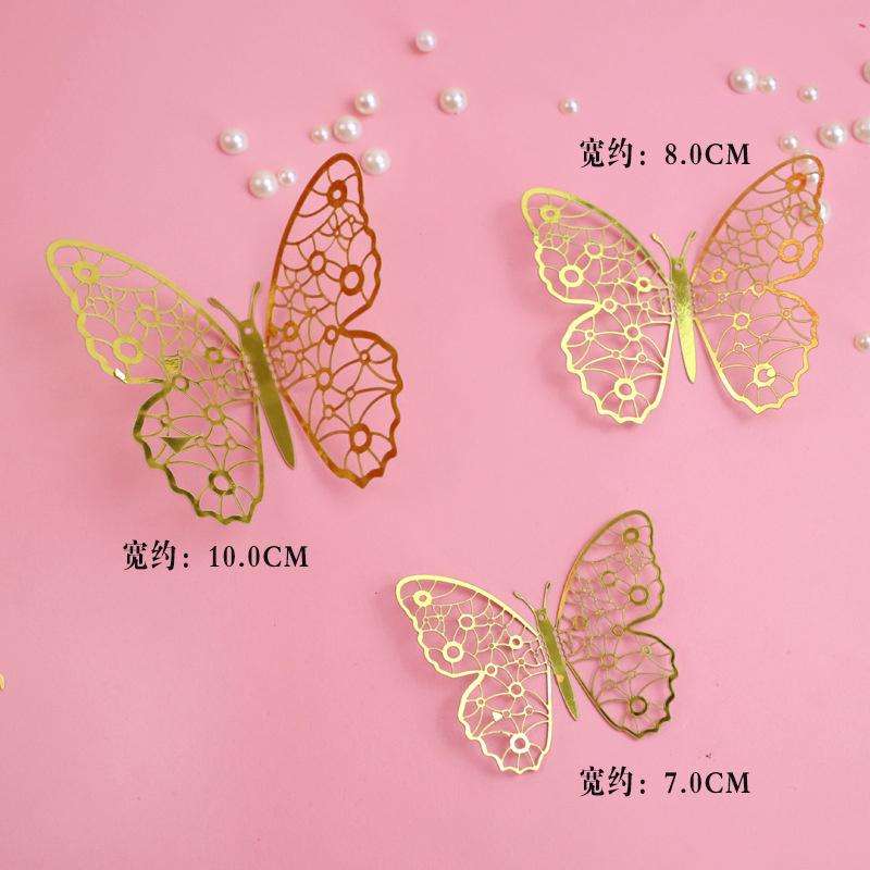 Topper Gold 3D Baking Dessert Decor For Wedding Party Happy Birthday Cake 12Pcs Artificial Butterfly Butterflies Cupcake Toppers