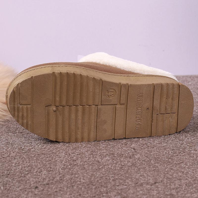 Женские зимние ботинки большого размера с круглым носком и толстой подошвой, повседневные короткие ботинки из толстого бархата, теплые, с ленивым носком, хлопковые туфли, однотонные, 36-42