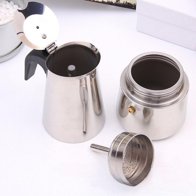 100мл-450мл Кофейники эспрессо из нержавеющей стали Кофейник мока для плиты Перколятор Кофеварка Подходит для дома и офиса
