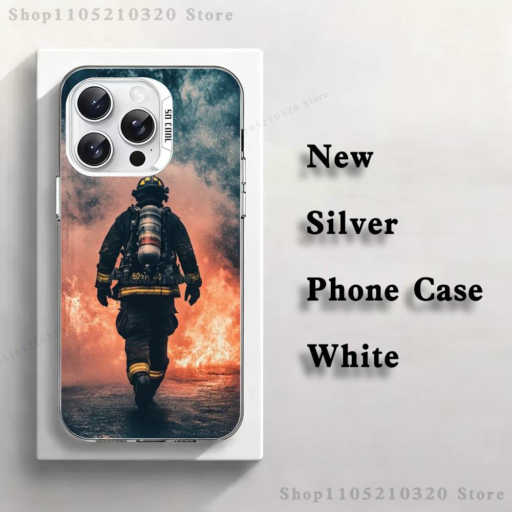 Fire Safety Firefighter Phone Case For iPhone 17,16,15,14,13,12,11,Pro,XS,Max,Plus,Mini,SE4,E white Matte Shockproof Cover