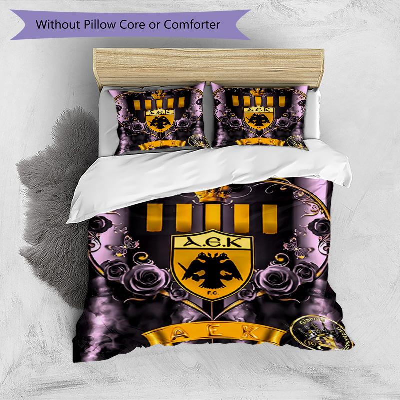 3pcs Duvet Cover Set (1*Duvet Cover + 2*Pillowcase, Without Core), AEK Athens FC Print Bedding Set, Bedroom Decor, All‑Season, Birthday Gift