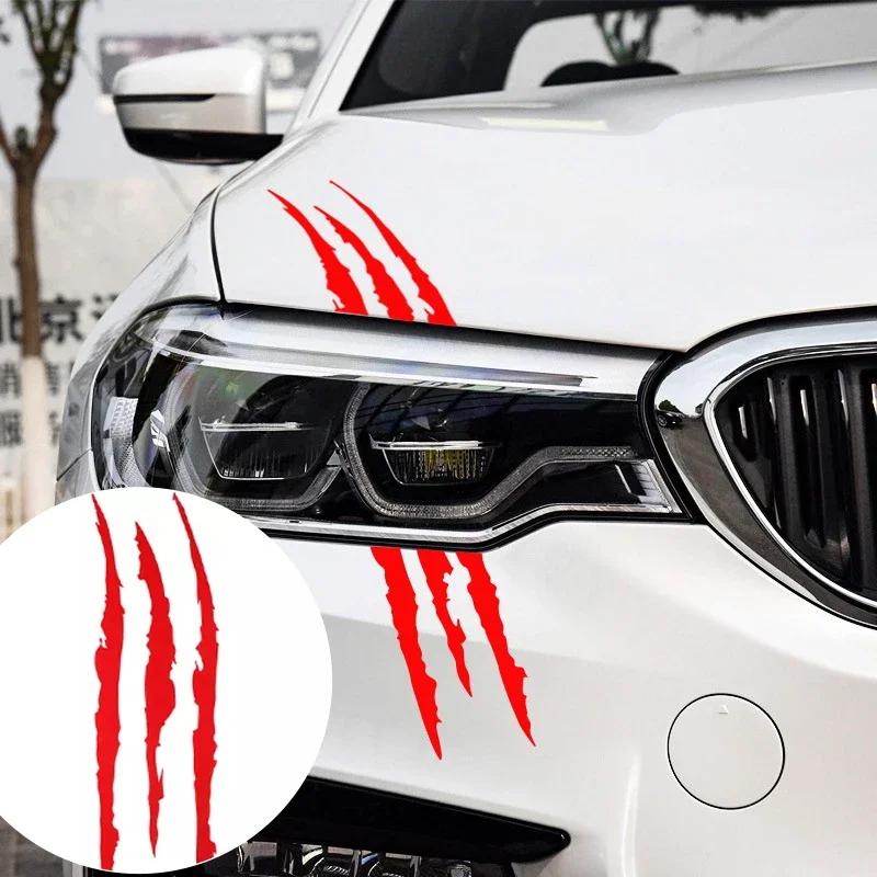 Автомобильные 3D виниловые наклейки Отражающие следы когтей монстра Полосы царапин Декаль на фару автомобиля Декор царапин Автоаксессуары