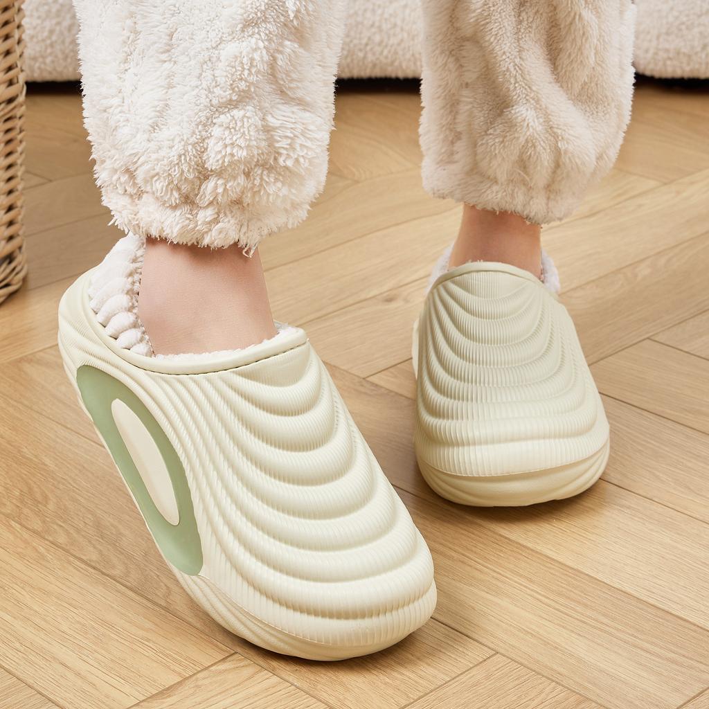 Platform Women Cotton Slippers Plush Warm Thick Bottom Slides Breathable Soft Non-slip Slippers Indoor Outdoor Men Cotton Slippers