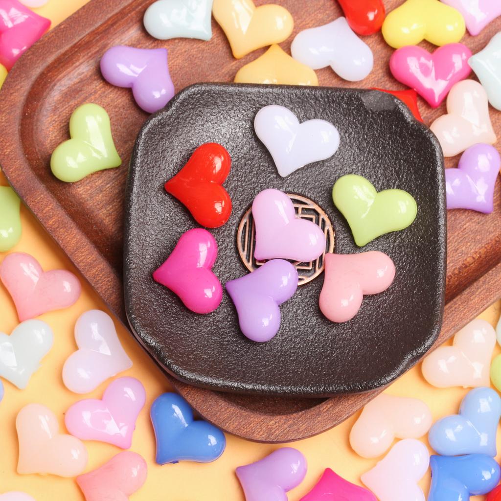 500g Beads Pendant Single Hole Acrylic 22*17mm Heart DIY Jewelry Making Earrings Making Bracelets Candy Color Accessories