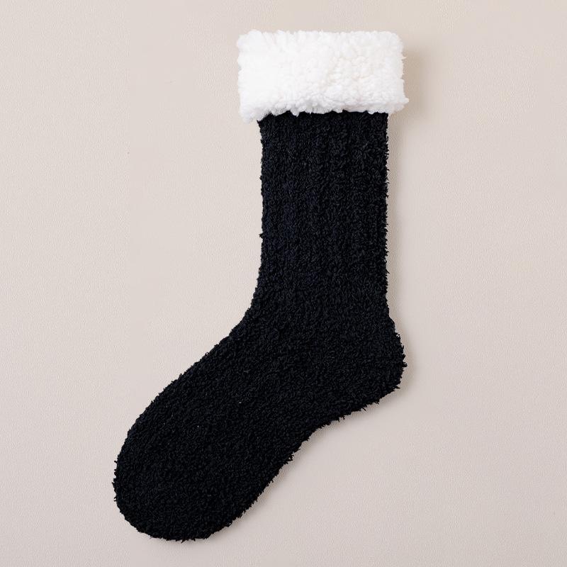 Коралловые бархатные носки женские зимние бархатные толстые теплые носки-тапочки для сна дома плюшевые осенне-зимние снежно-лунные носки