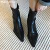 Мода остроносые женские зимние ботильоны на среднем каблуке модная обувь массивные сексуальные ботинки челси 2024 тренд зимние кожаные ботинки женские