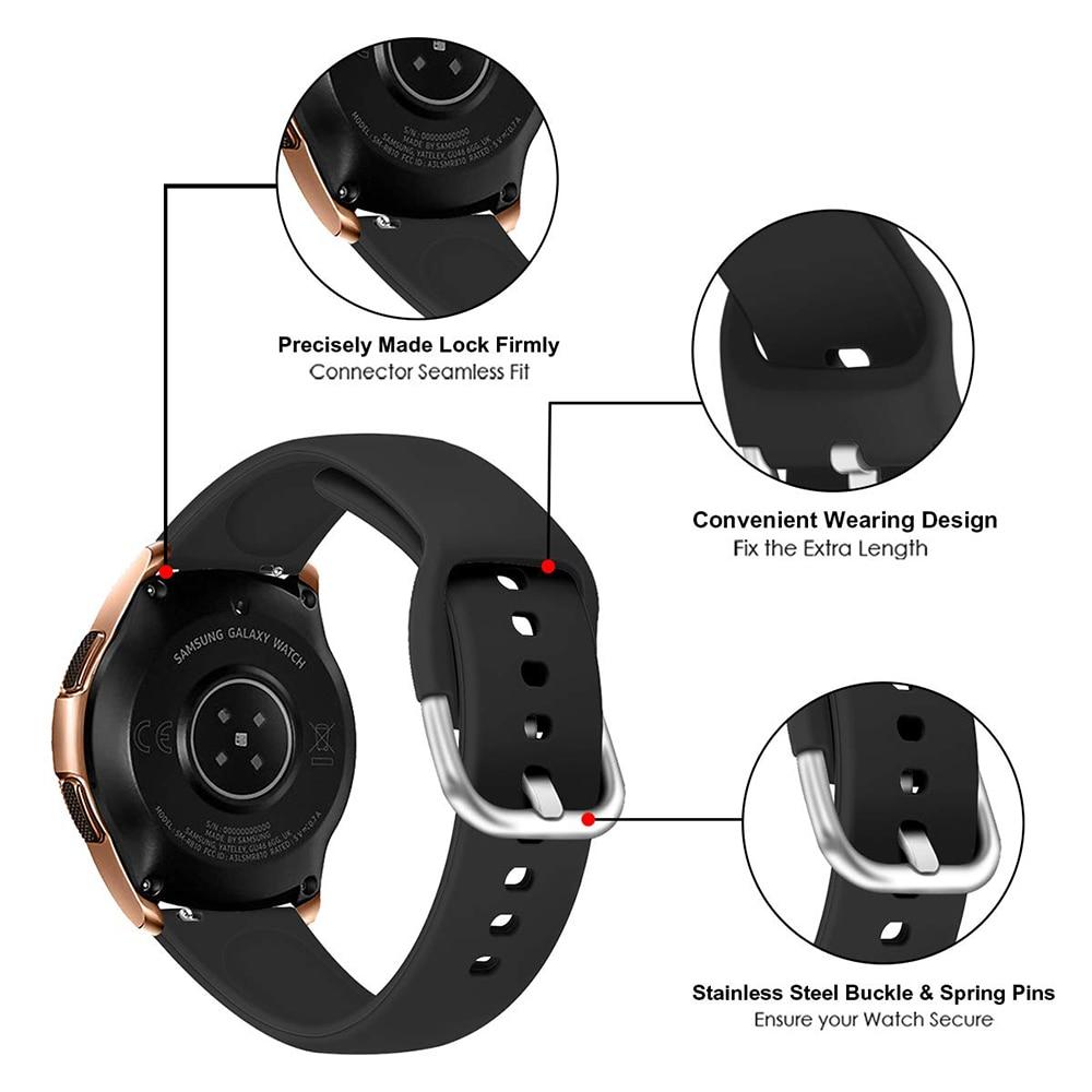 Силиконовый ремешок 20 мм 22 мм для Samsung Galaxy Watch Active 2 Watch 3 45 мм 42 мм Gear S3 ремешок для часов браслет-ремешок для Amazfit bip Huawei Watch GT 2 2e pro