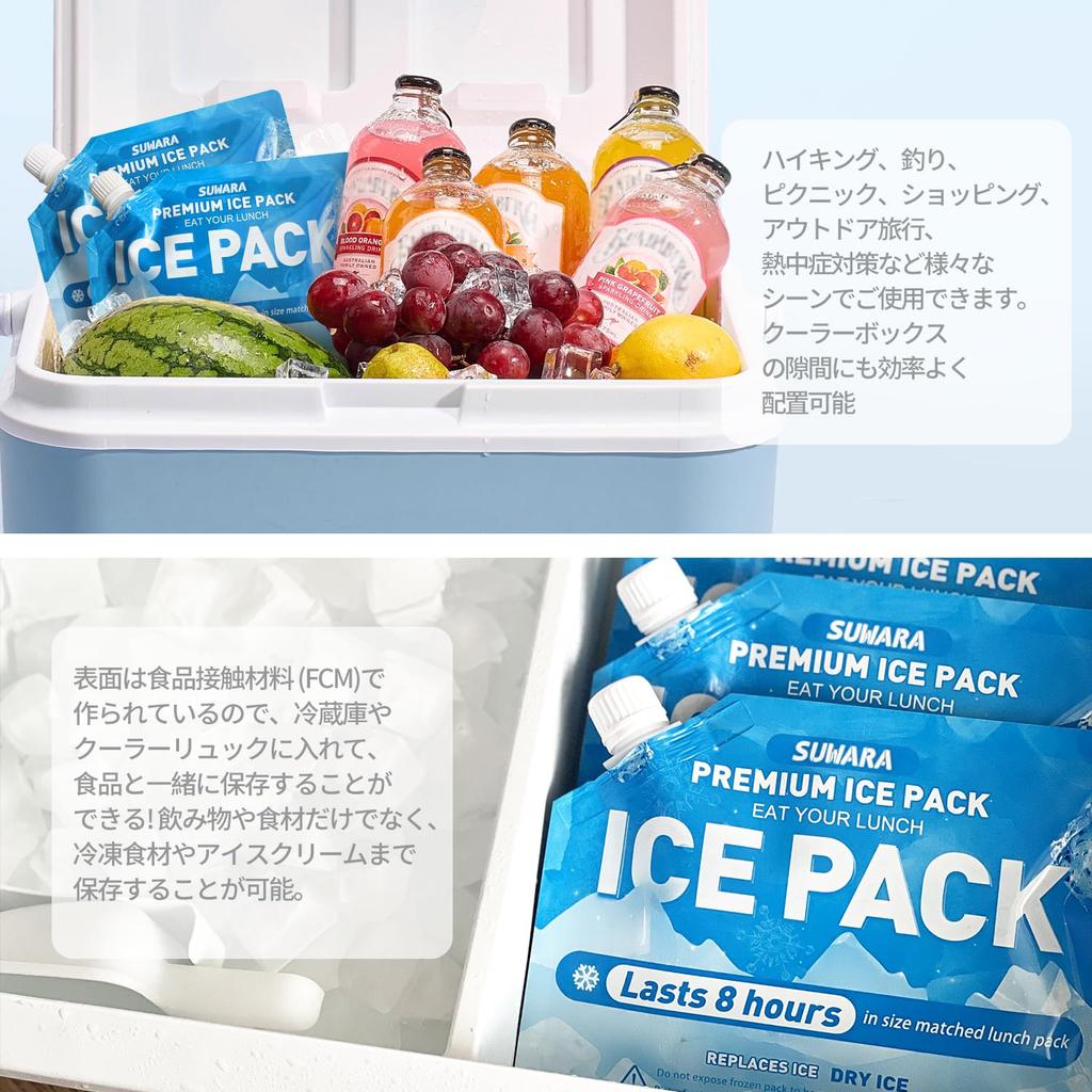 Многоразовые пакеты со льдом Suwara, 300 мл, мягкие, многоразовые, тонкие, легкие, совместимые с морозильными камерами и холодильниками, сохраняют продукты холодными примерно