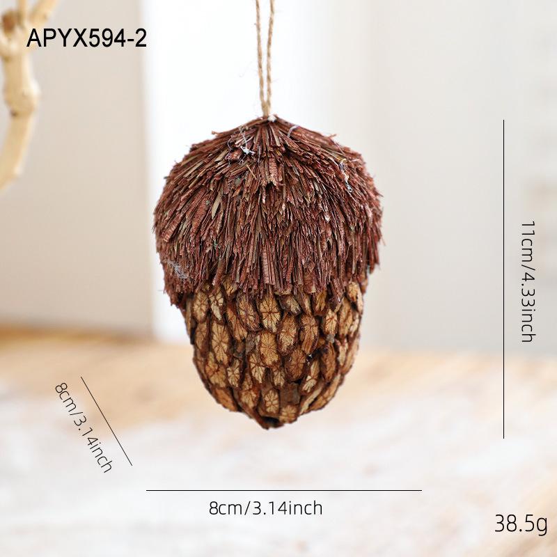 Large Wooden Pine Cone & Acorn Christmas Tree Ornament Set