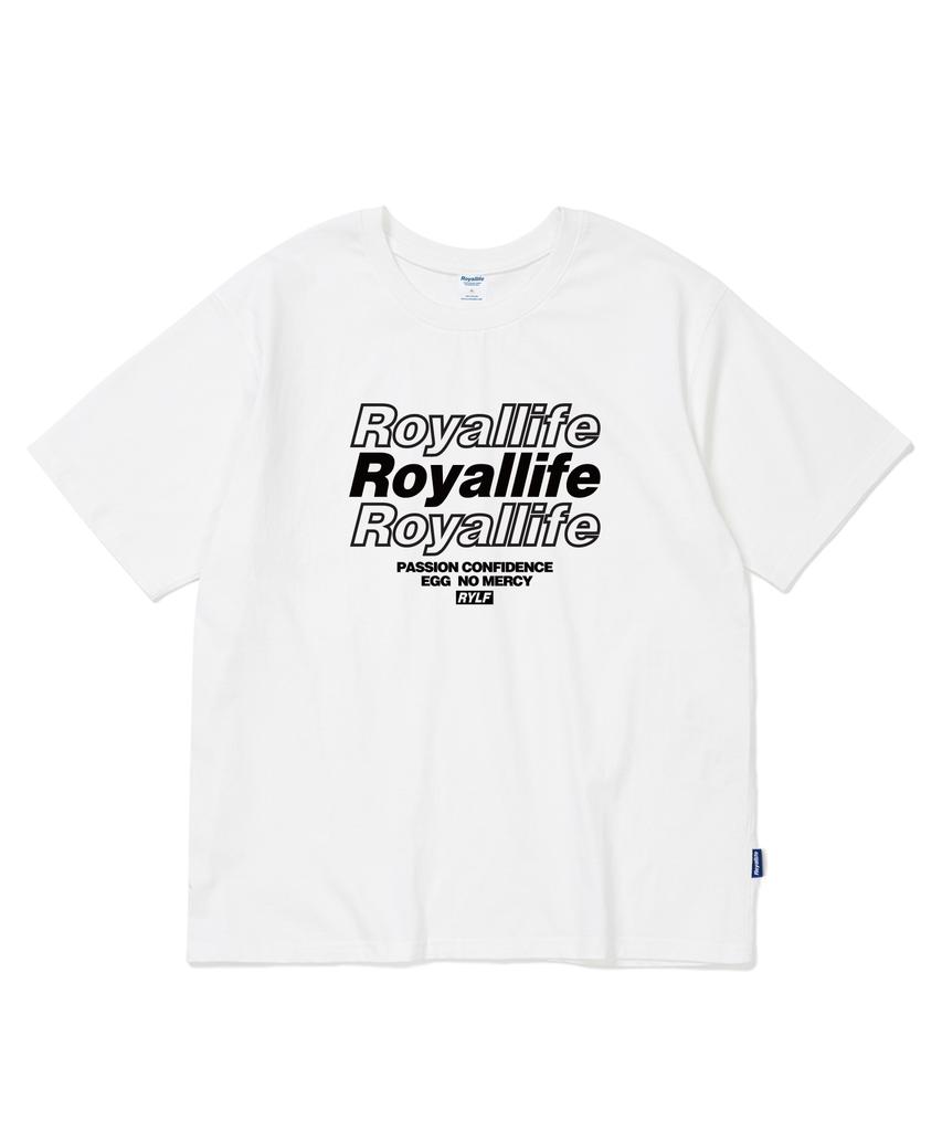 Короткая футболка оверсайз ROYALLIFE с множеством логотипов (Футболка с несколькими логотипами Rl229) белый