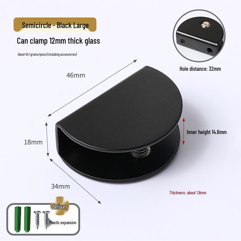 Полукруглый квадратный зажим для стекла из нержавеющей стали, кронштейн для полки
