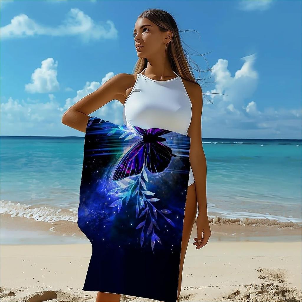Blue Butterfly pattern Beach Towel for Family stuffs friend Gift Quick-Dry Sand free For Bath Yoga Beach Camping Swimming GYM