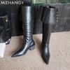 Модные женские сапоги с острым носком, кожаные сексуальные туфли на среднем каблуке, дизайнерская обувь для женщин, тренд 2025 года, элегантные зимние новые туфли-лодочки Mujer Chelsea Botas