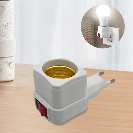 E27 EU Plug Lamp Light Holder Base Socket Converter Adapter with Control Switch