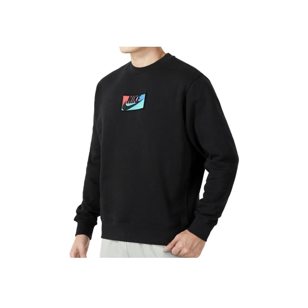 Nike Alphabet Crew Neck Casual Long Sleeve Толстовка Мужская Топы Черный FB8436-010