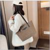 Shoulder Bag for Women Autumn and Winter Cotton Hemp Large Capacity Tote Bag Solid Versatile Shopping Commuter Handbag
