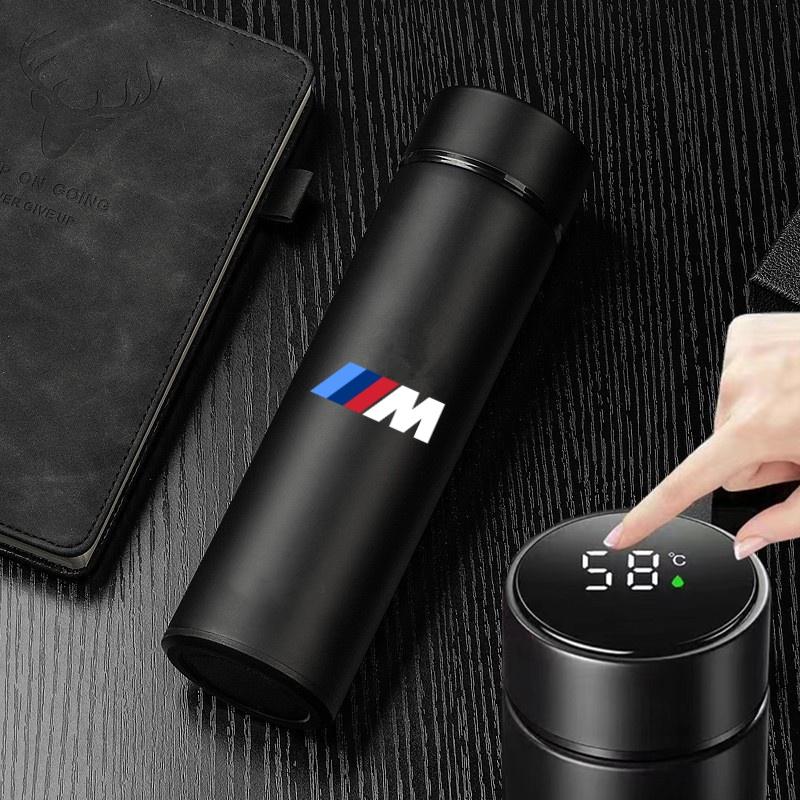 Car Sticker Food Grade 304 Stainless Steel 500ml Car Emblem Smart Temperature Display Thermos Cup Accessories For BMW G32 F40