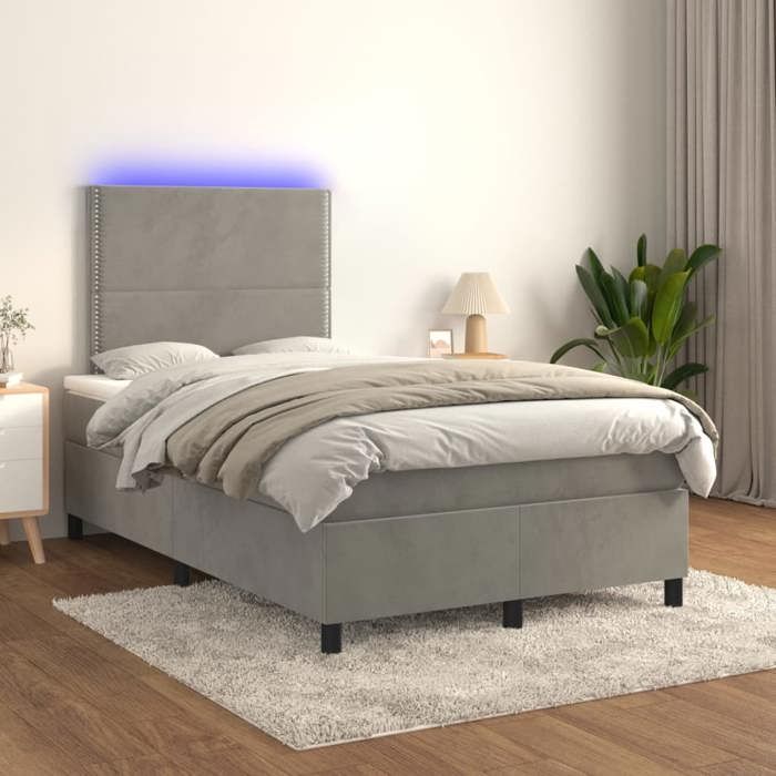 Maison Exclusive - Sommier à lattes de lit matelas et LED Gris clair 120x200 cm