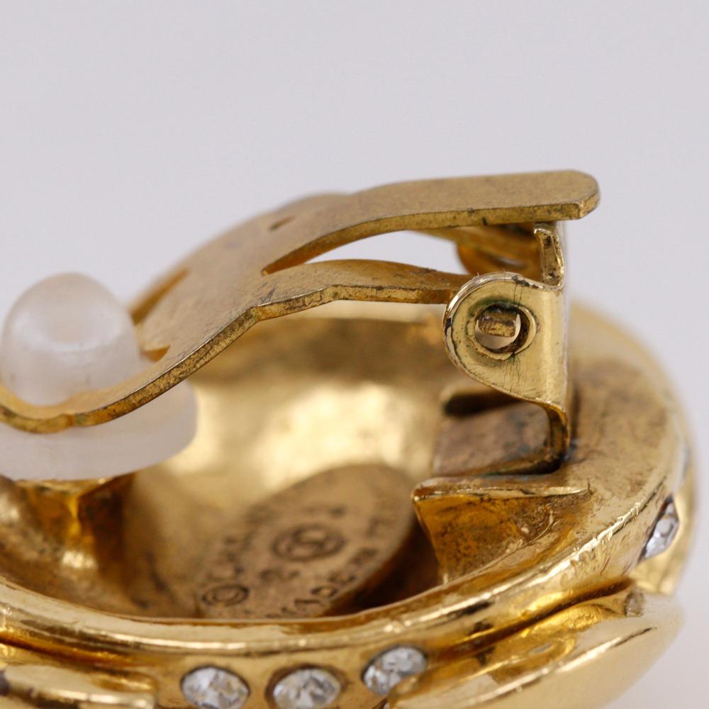 Chanel Серьга COCO Mark винтажная Позолоченное золото/Стразы 34,1 г Женская Б/У