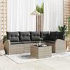 6-Piece Garden Sofa Set with Grey Cushions Poly Rattan, 2-Seater Garden Sofa with Storage &; Cushions 3354721
