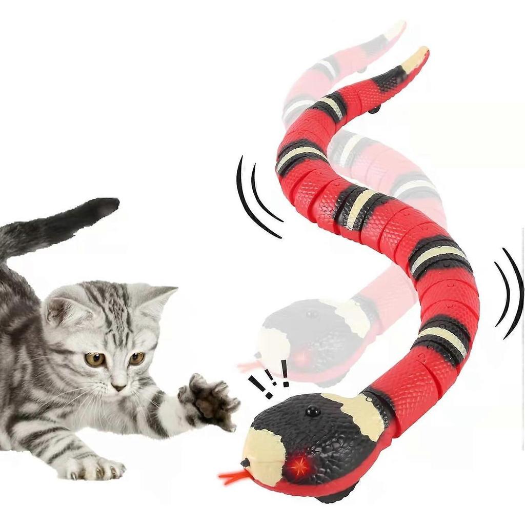 Cat Toys Snake Interactive,Realistic Simulation Smart Sensing Snake Toy,USB Rechargeable,Automatically Sense Obstacles and Escape,Moving Electric Tric