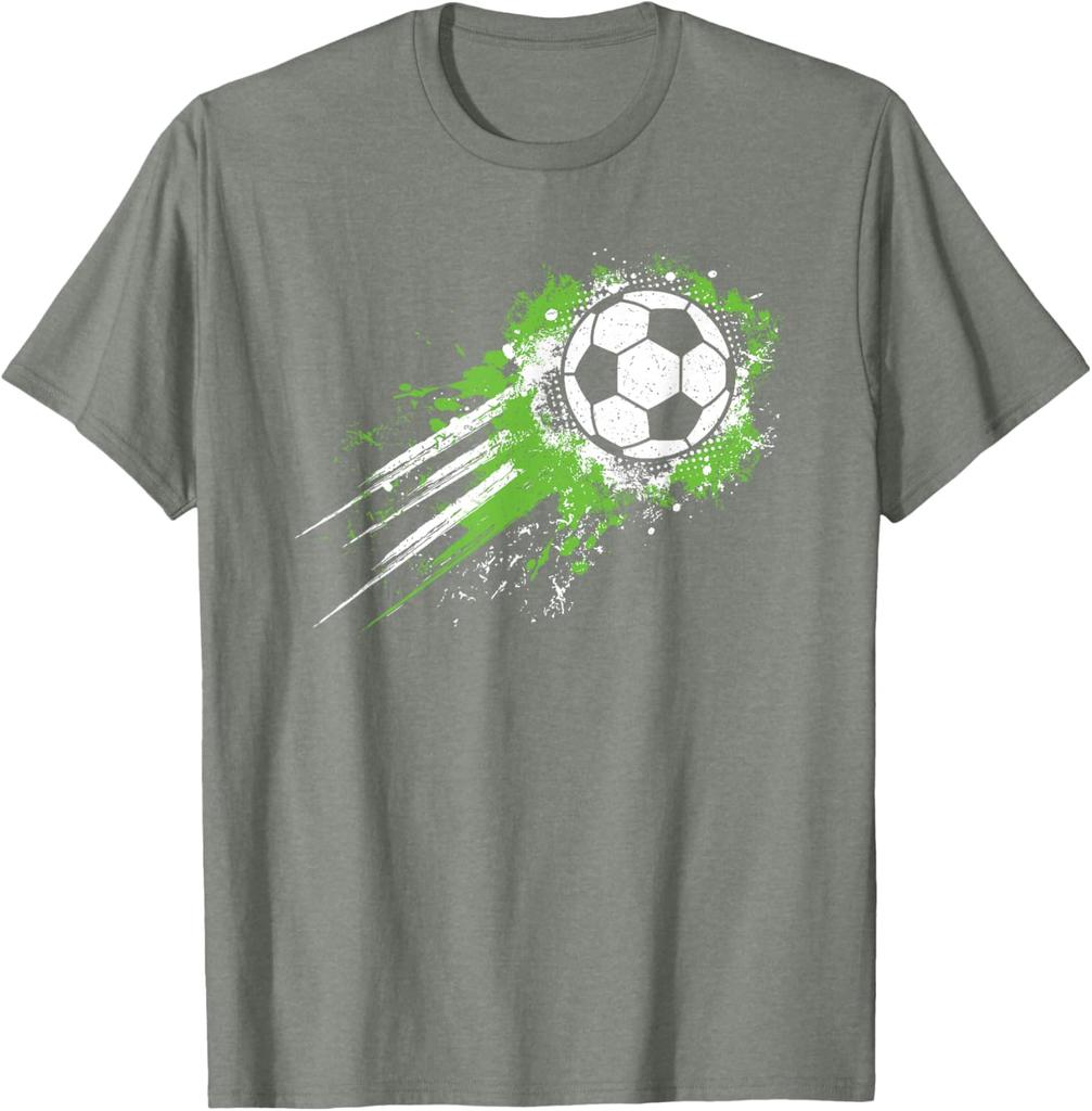 Grunge Soccer Ball Splash Graphic Tee Breathable Cotton Short Sleeve Tshirt For Boys And Unisex