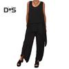 Two Piece Outfits for Women Casual Sleeveless Irregular Top Wide Leg Pants Set Loose Lounge Suit for Summer