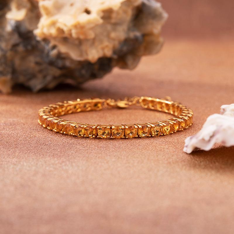 Браслет с натуральным цитрином Color Treasure Jewelry для женщин, стерлинговое серебро S925, каналы Xiaohongshu, WeChat