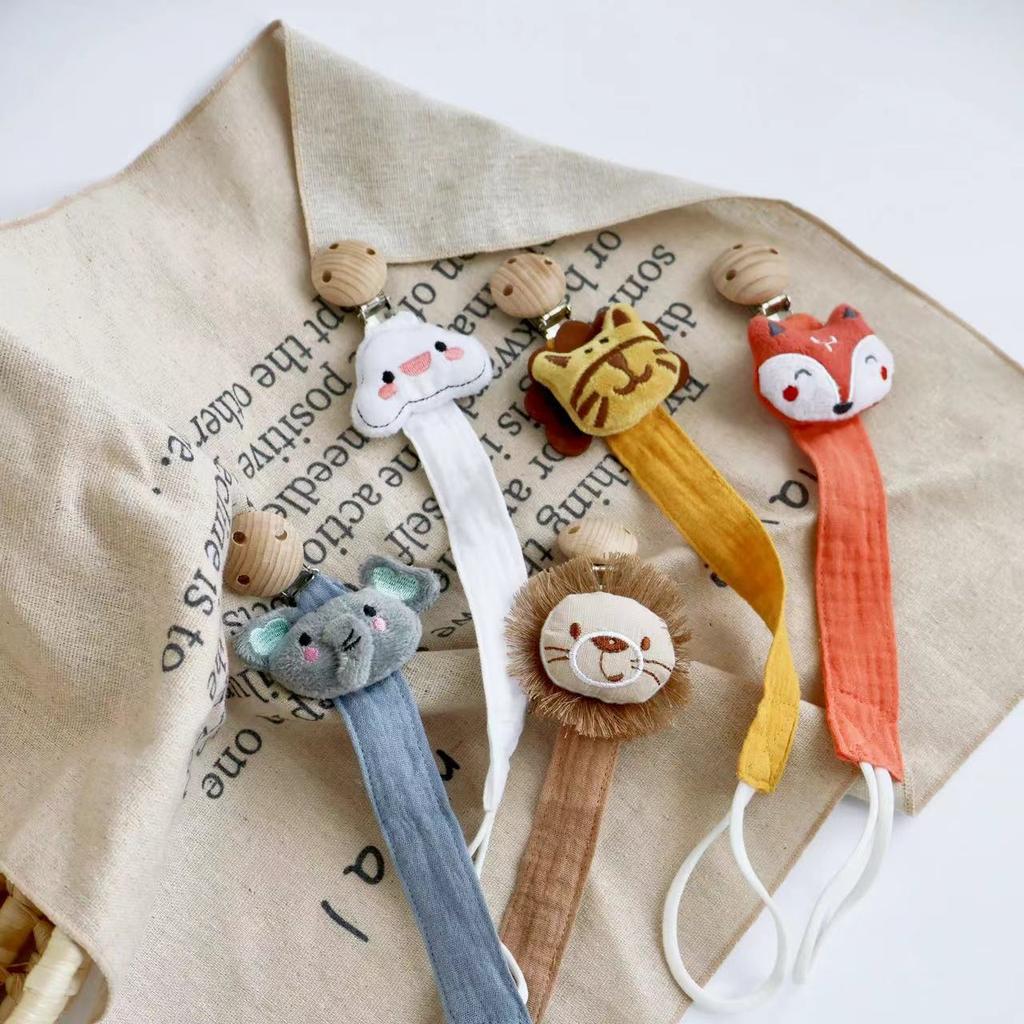 Милая мультяшная цепочка для пустышки для малыша, новорожденная хлопковая ткань, цепочка для пустышки с животным, держатель для соски-пустышки, экологически чистый материал