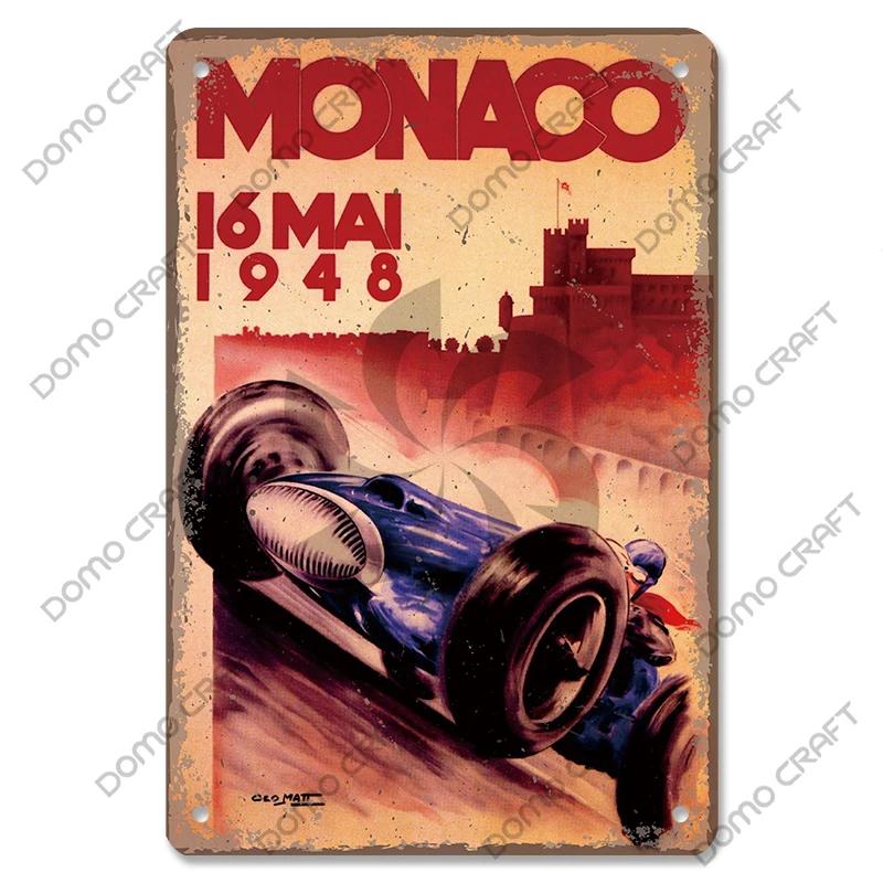 Racing Car Plaque Metal Tin Sign F1 Racetrack Vintage Poster Wall Art Decor for Garage Racing Club Home Wall Decoration