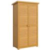 Wooden Small Shed, Garden Storage Shed with 3 Shelves, Asphalt Roof and Shutter Doors, Natural Wood Finish