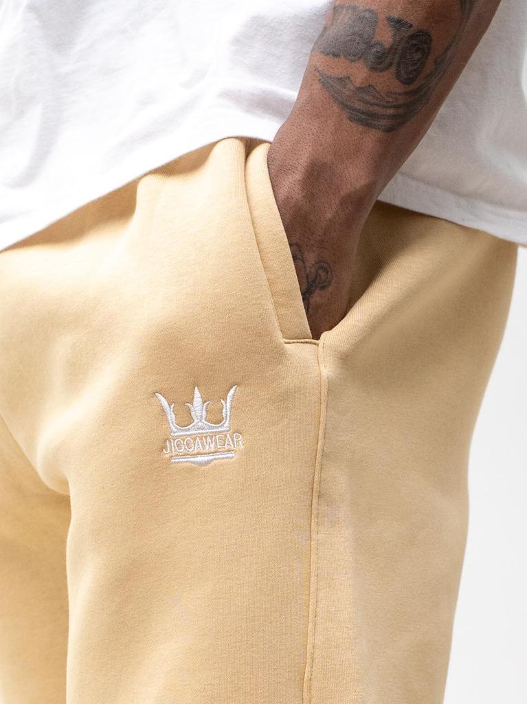 Jigga Wear Men's Light Brown Baggy Sweatpants with Embroidered Logo Drawcord XXL