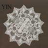 Bridal Shower Table Accents Round White Lace Doily, Retro Placemat, Embroidered Mat, Durable Polyester Doilies Elegant for Wedding Dining Decor