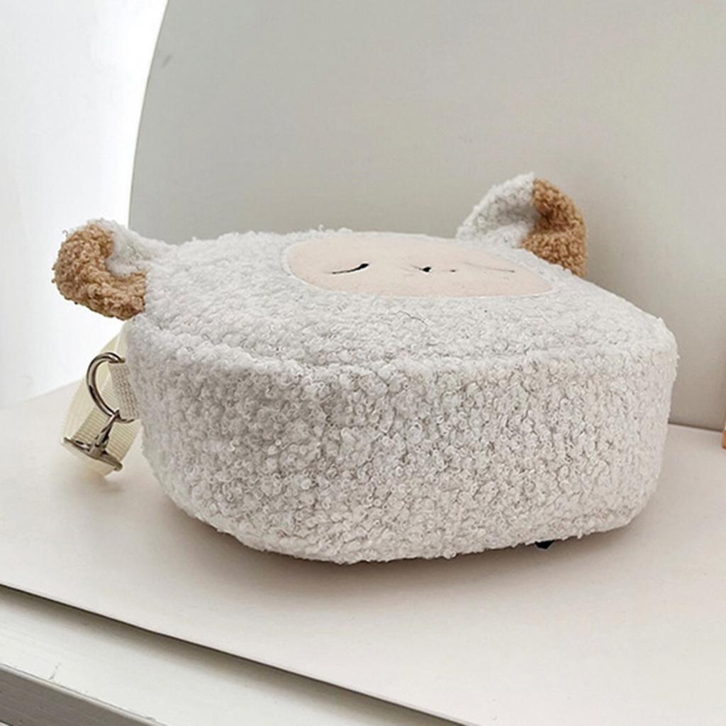 Сумка на одно плечо с мультяшными животными, осень-зима, плюшевая, милый кот, медведь, овца, регулируемая, для женщин и девочек, сумка через плечо, сумка для монет, чехол для телефона