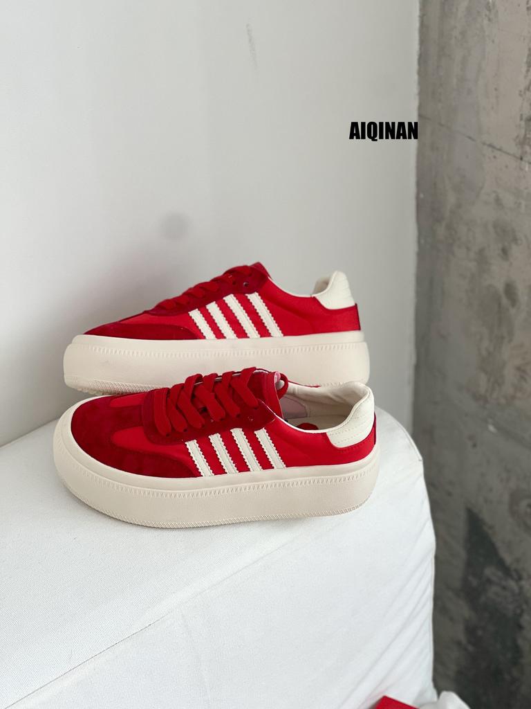 2025 summer new leather platform white shoes women's versatile casual sports board shoes heightening breathable bread shoes