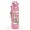 1PC Wreath Wildflower Line Art 750ml Color Plastic Sports Water Bottle Leakproof Flip Straw Lid Suitable for Sports Office Home Use