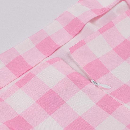 Женское розовое клетчатое платье без рукавов со шнуровкой и бантом, потайная молния, фигурист, подол, коктейльное вечернее платье-качели, праздничный костюм