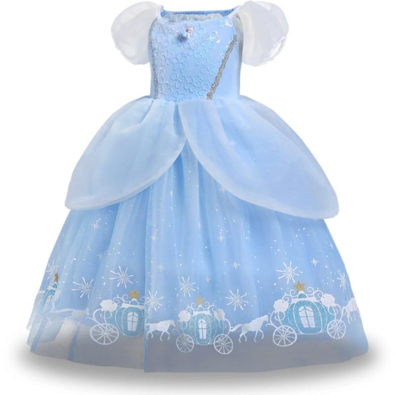 Cinderella Dress Cotton Princess Gown, 7 Accessories, Size 7-8 Years, Multicolor, 140cm, Girls Costume