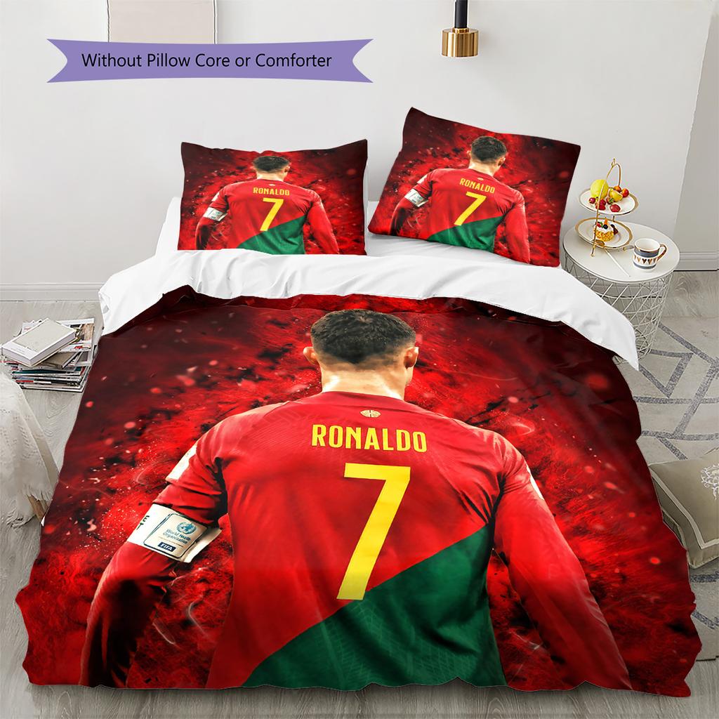 Криштиану Роналду  Постельное белье с рисунком  Комплект с одеялом  Домашний декор  Подарок (1 пододеяльник + 2 наволочки без наполнителя)