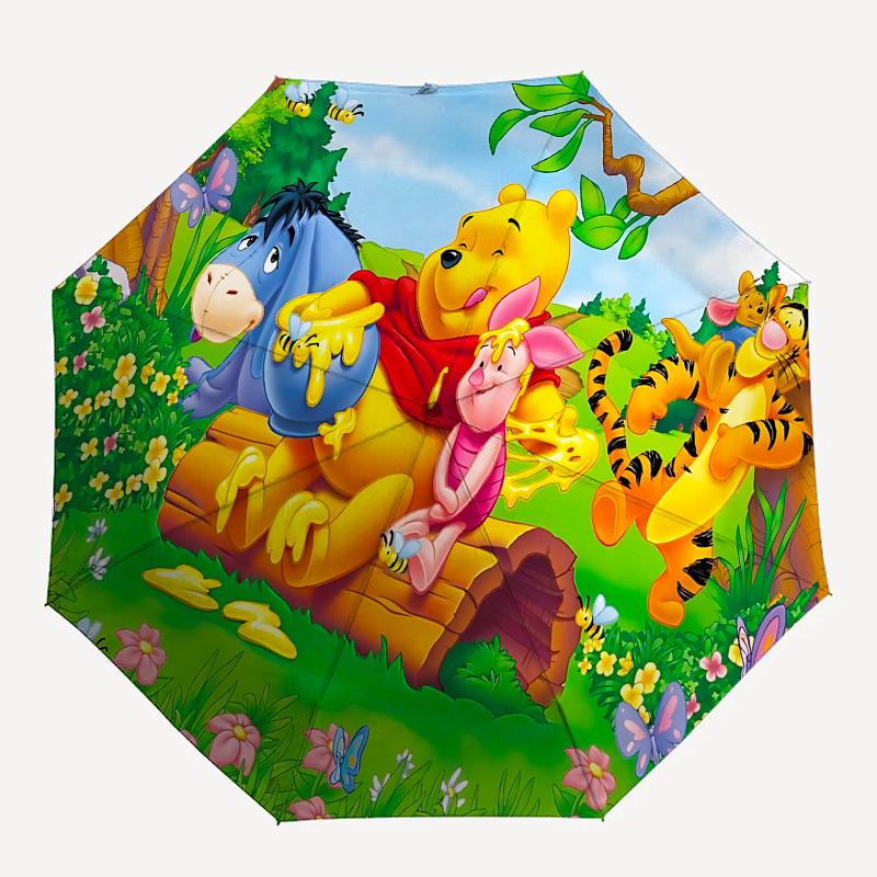 Winnie the Pooh, Eeyore Automatic Opening and Closing Umbrella - 8 Ribs Portable Folding Umbrella with Plastic Handle, Suitable for Leisure
