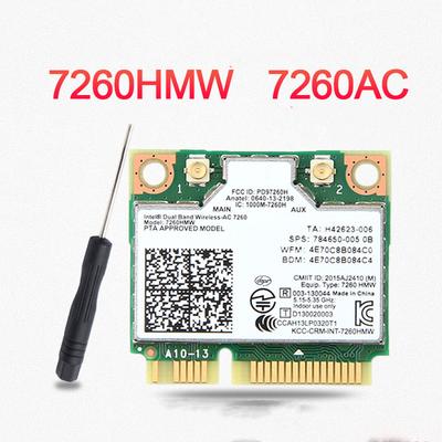 Двухдиапазонная 7260HMW 7260AC Беспроводная карта Mini PCI-E Wi-Fi, Bluetooth 4.0, Скорость до 867 Мбит/с (5 ГГц) + 300 Мбит/с (2.4Ghz)