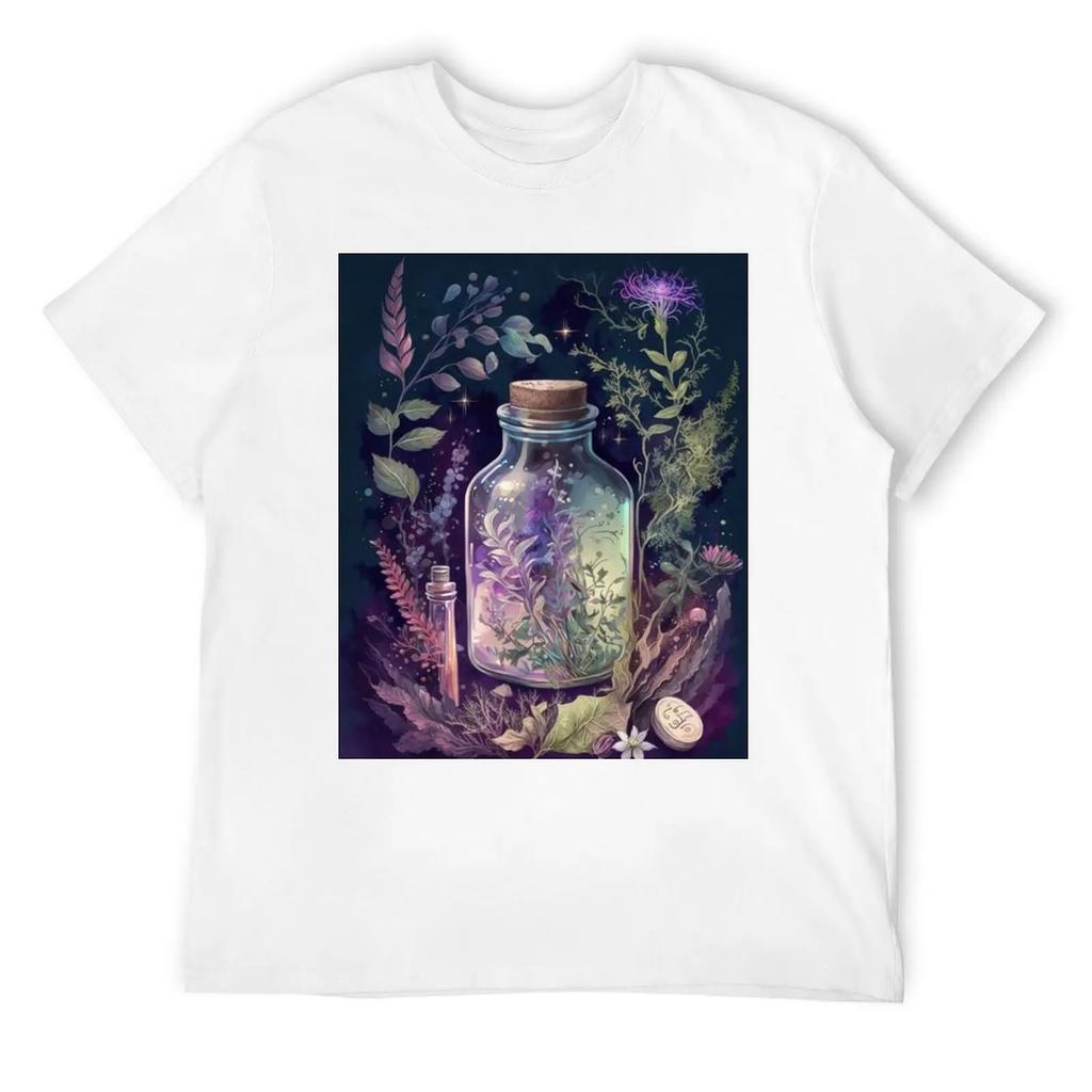Футболка с изображением бутылки с зельем в стиле ведьмовской пастели готики, топы, симпатичная одежда для мальчиков, принт с животными, корейская мода, свободная футболка для мужчин
