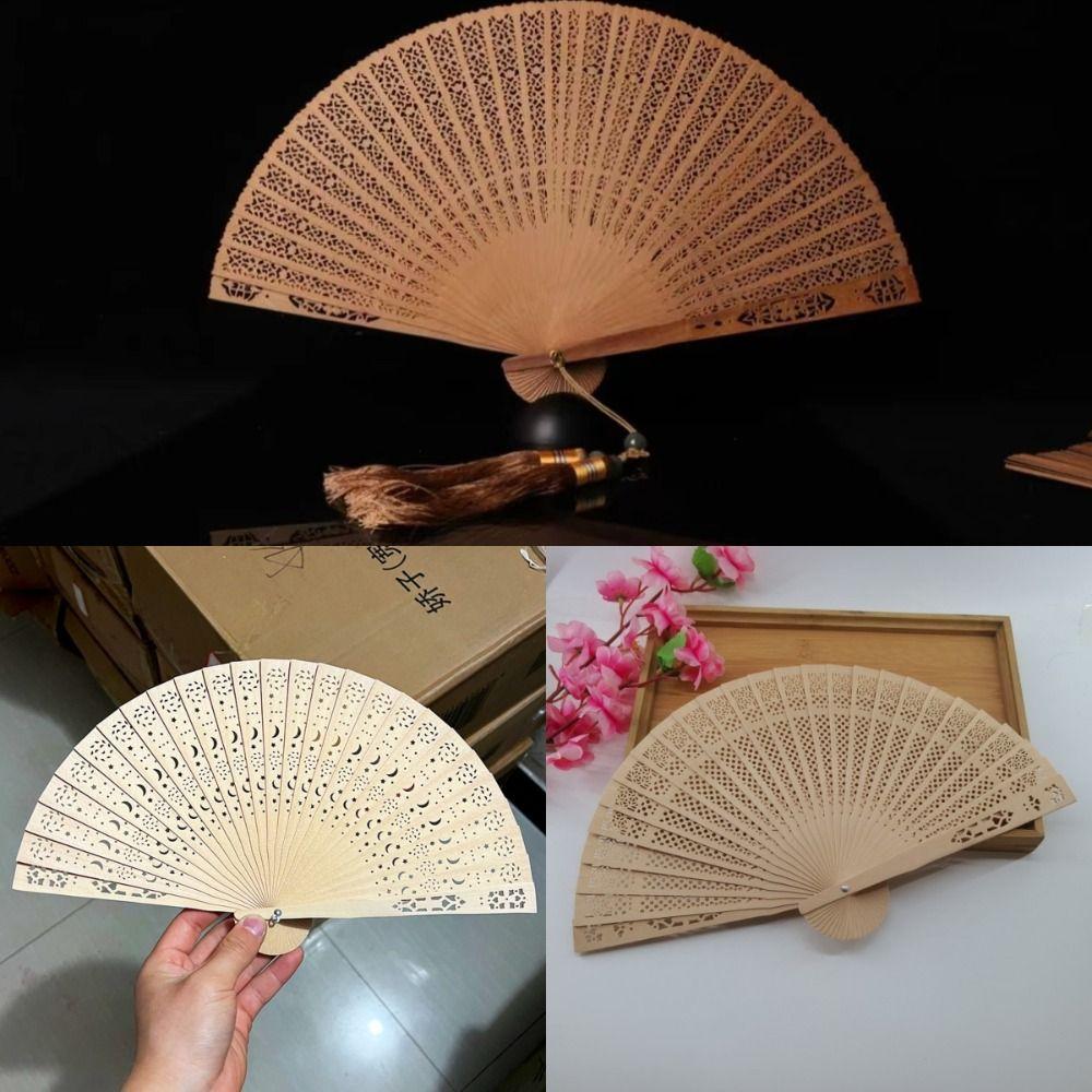Personalized Hand Held Fan Engraved Chinese Wooden Fan Home Decoration Bamboo Folding Fan Women