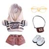 Niannyyhouse 10cm 15cm 20cm Plush Clothes Hoodie Pants Glasses Backpack Leather Shoes Striped Suit Cotton Doll Doll Dress Up Dress Up (Beige-10cm)